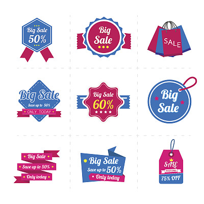 一套销售横幅。销售标签。素材图片