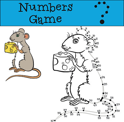 数字游戏与轮廓。小可爱的老鼠。图片下载