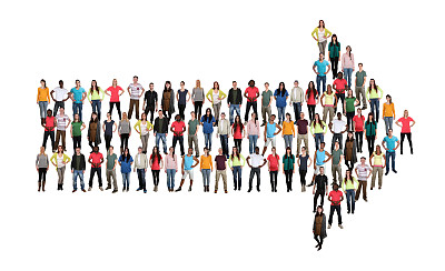 一群年轻人方向箭头成功团队团队合作多元文化图片下载