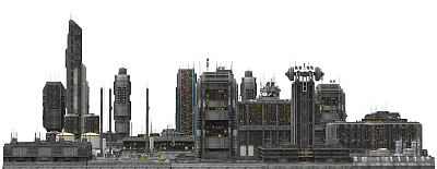 未来城市景观孤立的白色3D插图图片下载