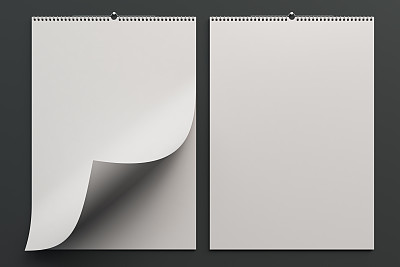 白色墙壁日历模型上的黑色背景图片下载
