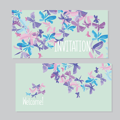 水彩蝴蝶婚礼邀请模板。图片下载