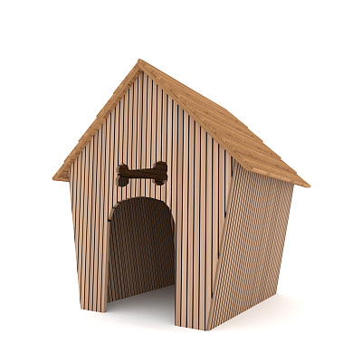 狗的犬舍在孤立的白色3D渲染图片下载