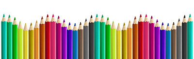 一套彩色铅笔并排无缝隔离彩虹波图片下载