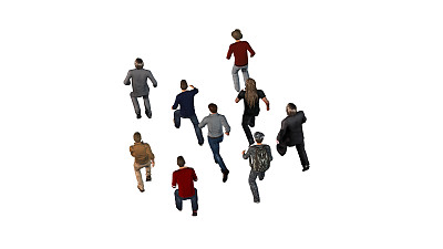 小团体男人跑步-俯视人图片下载