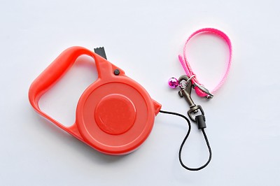 红色自动皮带和粉色尼龙狗项圈图片下载