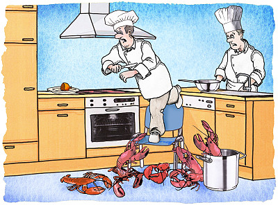 厨师站在椅子上，因为龙虾图片下载