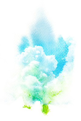 天空与云的水彩插图。素材图片