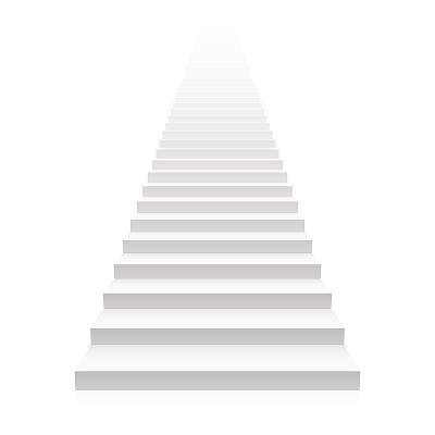 白色的直梯一直延伸到无穷远处图片下载