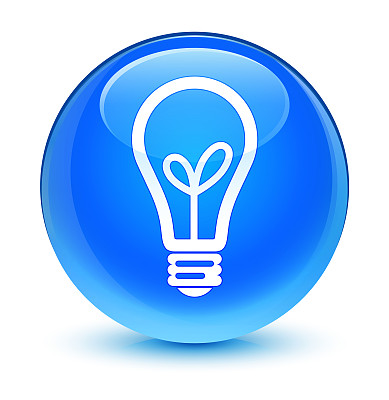 灯泡图标玻璃蓝圆形按钮图片下载