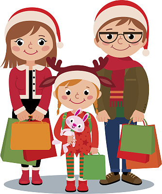 家庭圣诞购物图片下载