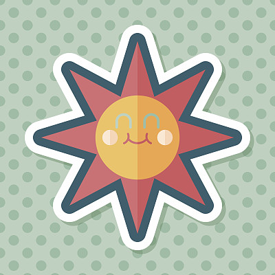 太阳平图标与长阴影，eps10图片下载