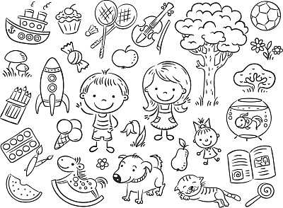 一组来自儿童生活的涂鸦图片下载
