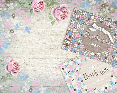 古董花框架谢谢你在木制背景图片下载