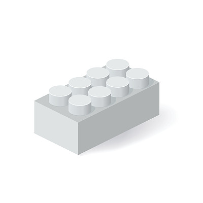 等距塑料建筑块与阴影。向量灰砖。图片下载