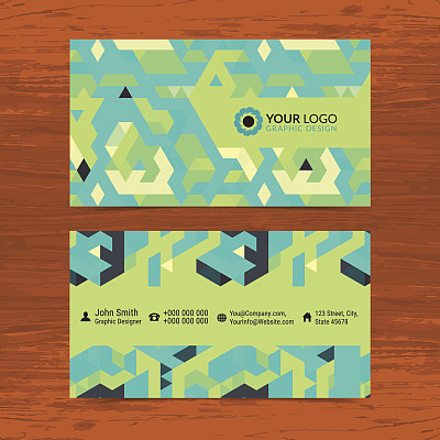 抽象创意名片设计布局模板与几何图案。现代的背景。矢量插图。图片下载