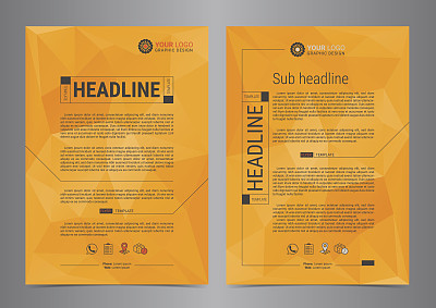 多用途传单布局与几何背景三角形。单张封面介绍，现代背景。矢量插图。素材图片