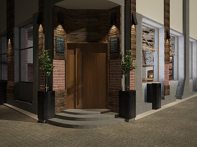 餐厅外立面设计的3d效果图图片下载