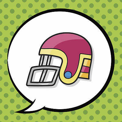 橄榄球头盔涂鸦，演讲泡泡图片下载