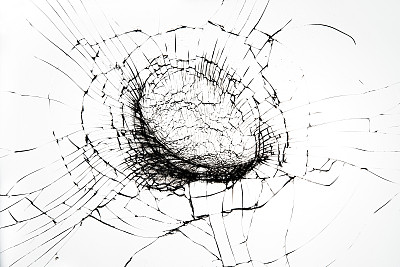 破碎的玻璃在白色的背景，事故碰撞纹理背景对象设计图片下载