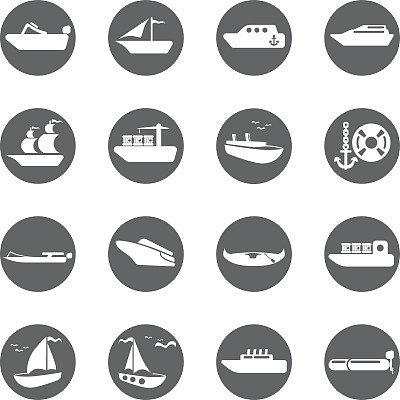 船和船平的图标设置- EPS 10矢量素材图片
