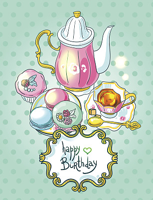 茶和糖果俯视图图片下载