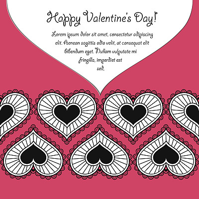 带心形花边的情人节贺卡图片下载