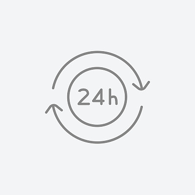 24小时服务线性图标图片下载