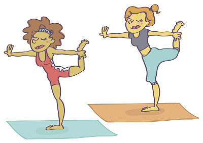 两个女人在练瑜伽图片下载