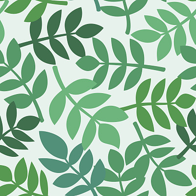 热带植物叶片，矢量无缝模式素材图片