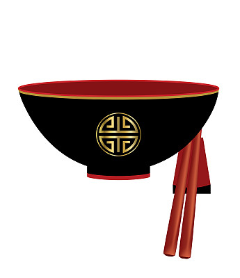 黑色和红色的碗与筷子图片下载