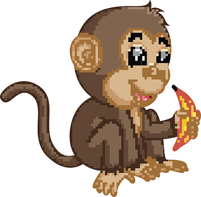 可爱的猴子卡通吃香蕉图片下载