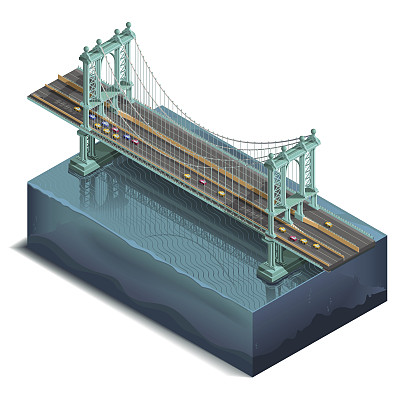 矢量图标集。桥跨河，设计，单元结构图片下载