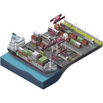 海运和铁路运输货物，交货货物图片下载