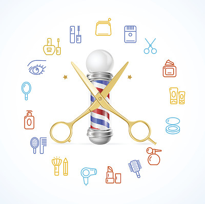 美丽的理发师的概念。向量图片下载