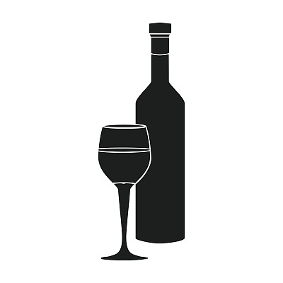 红酒图标在黑色风格孤立的白色背景。希腊符号股票矢量插图。图片下载