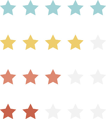 评价评论与彩色星星向量图片下载