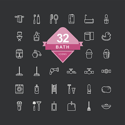 浴室图标(线条图标)黑色图片下载