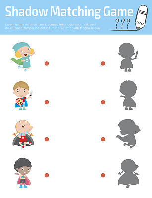 儿童阴影匹配游戏，儿童视觉游戏。图片下载