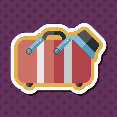 复古的旅行箱，扁平的图标与长影子图片下载