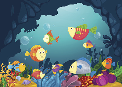 海洋水下背景插图图片下载