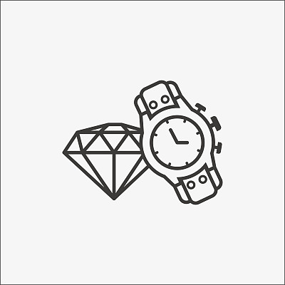 男士手表和钻石图标，昂贵的礼物图片下载