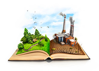 自然与工业工业污染一切，自然的边缘无人涉足。图片下载