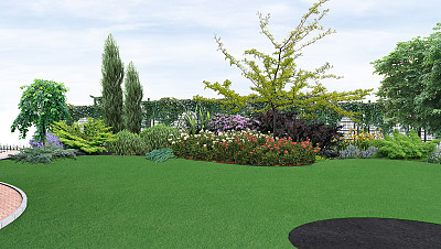 后院绿化，3d渲染图片下载