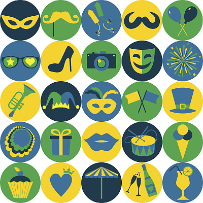 明亮的狂欢节图标。无缝模式。图片下载