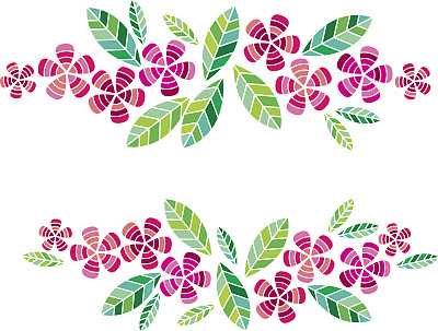 装饰叶和花的设计元素。几何花卉热带图案的表面设计。图片下载