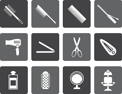 扁平的美发、发型和化妆图标图片下载