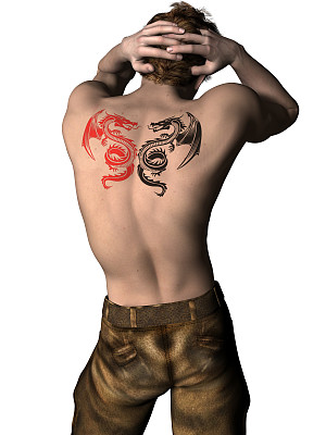 有龙纹身的男模特图片下载