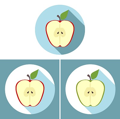 扁平的苹果片设计，带有长长的阴影图片下载