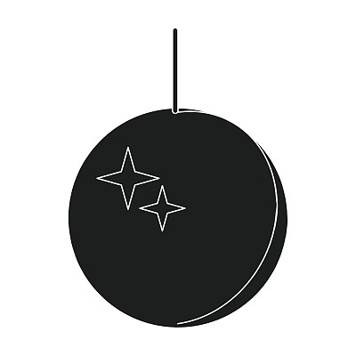 迪斯科球图标在黑色风格孤立的白色背景。事件服务符号股票矢量插图。图片下载